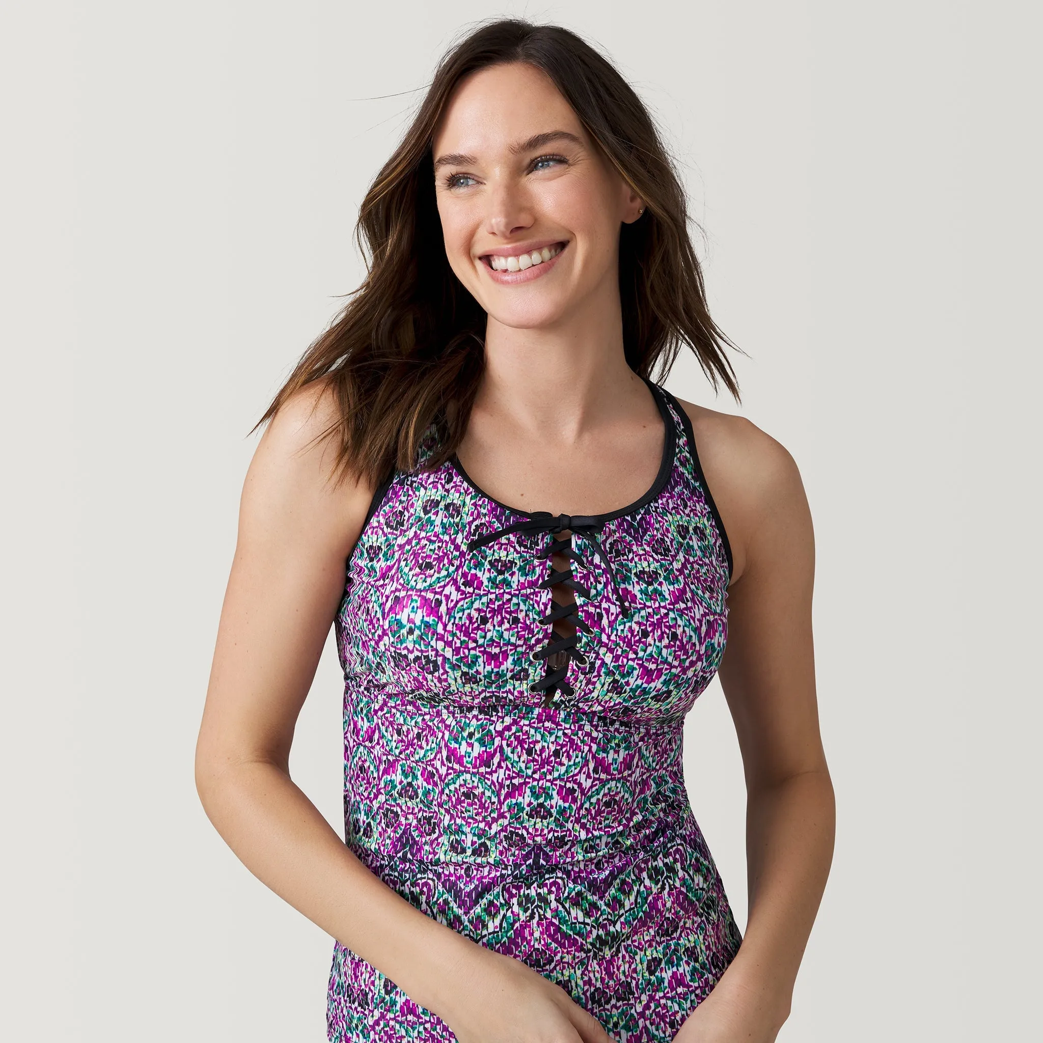 Women's Mosaic Mirage Lace Up Racerback Tankini Top sold by Zulily product image thumbnail 3
