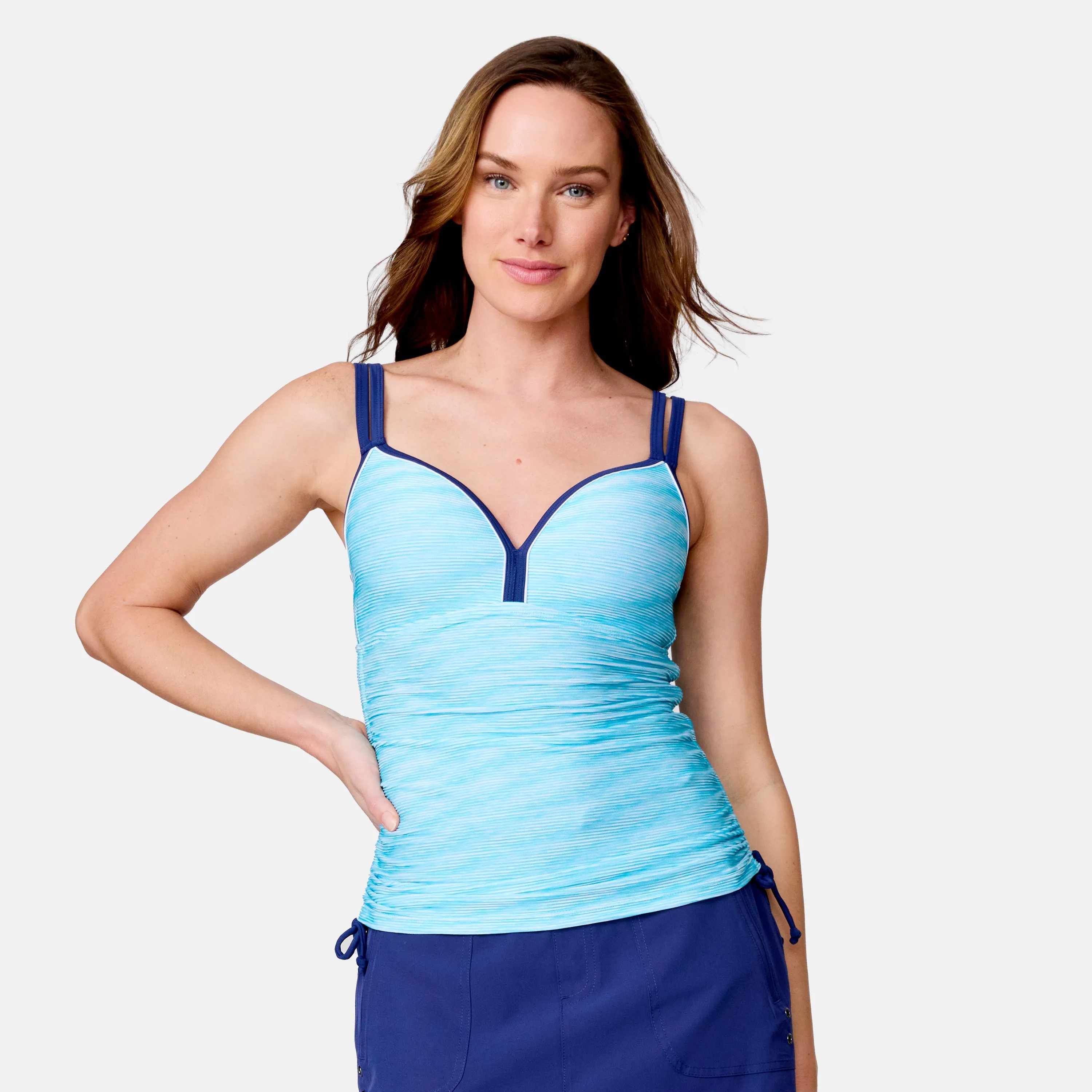 Women's Textured Stripe Double Strap Tankini Top sold by Zulily product image thumbnail 3