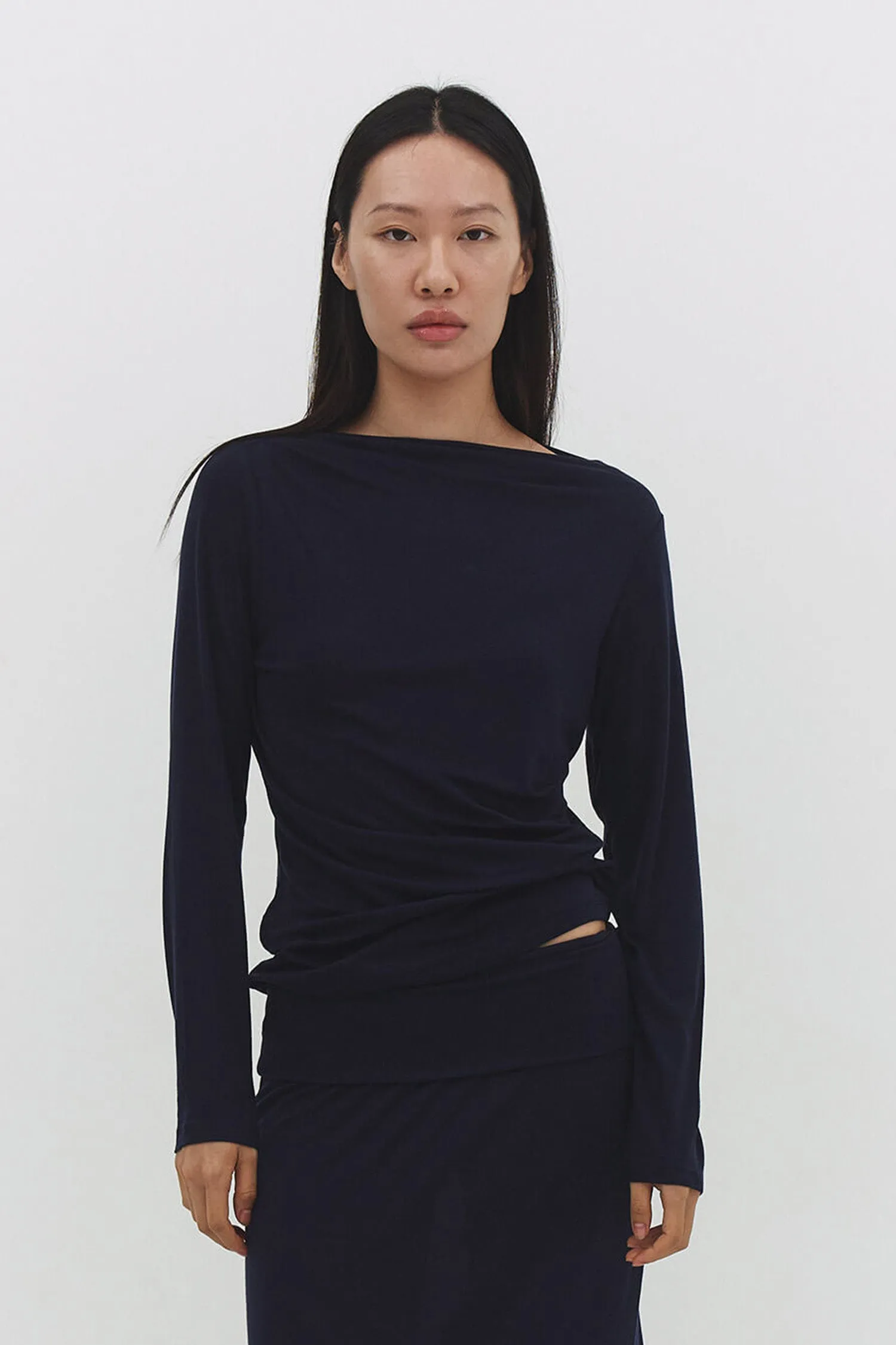 Narae Long Sleeve Top in Navy sold by Zulily