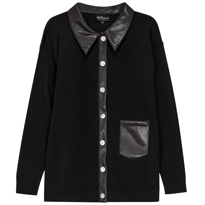Maternity Knit Leather Combo Cardigan made by Zulily