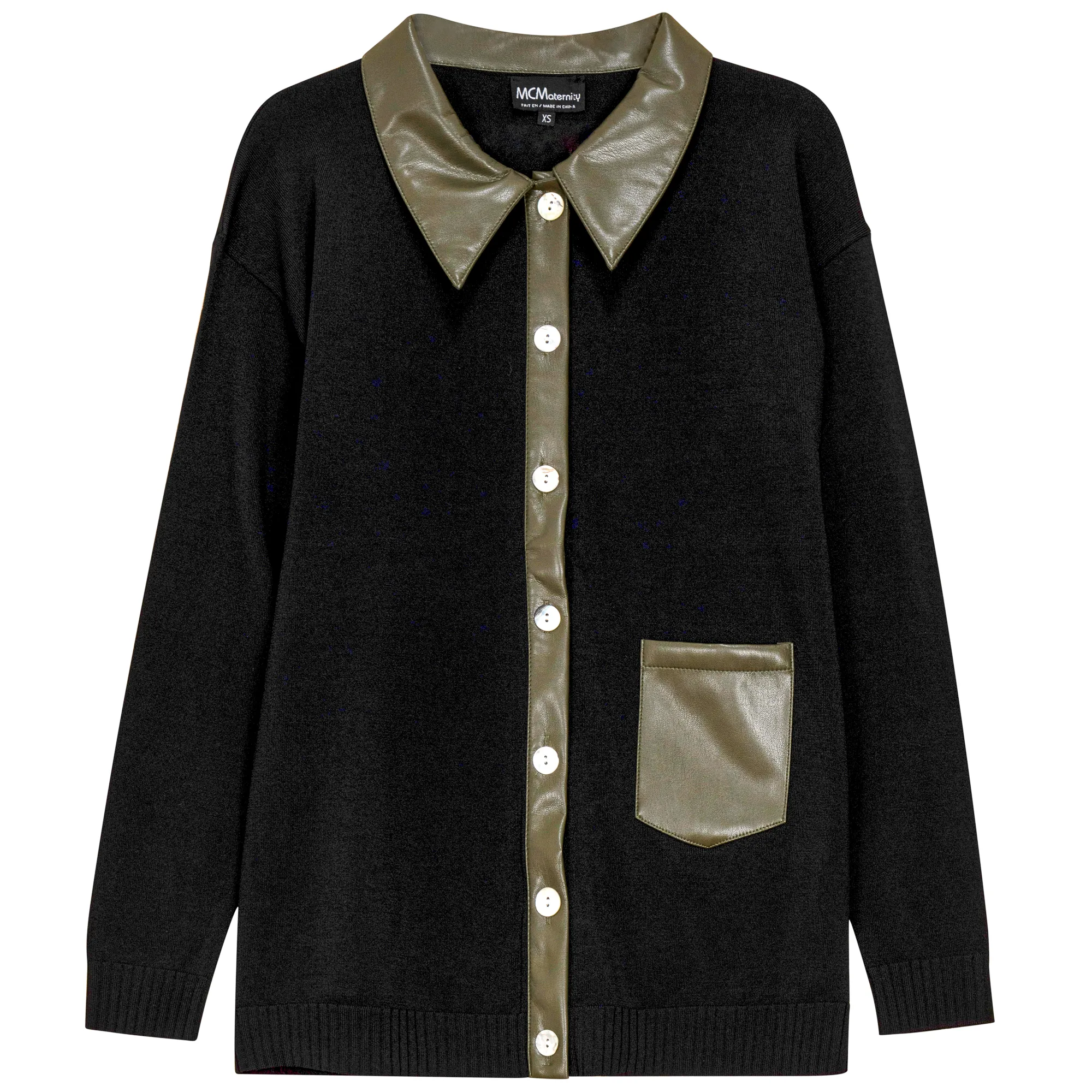 Maternity Knit Leather Combo Cardigan sold by Zulily product image thumbnail 2