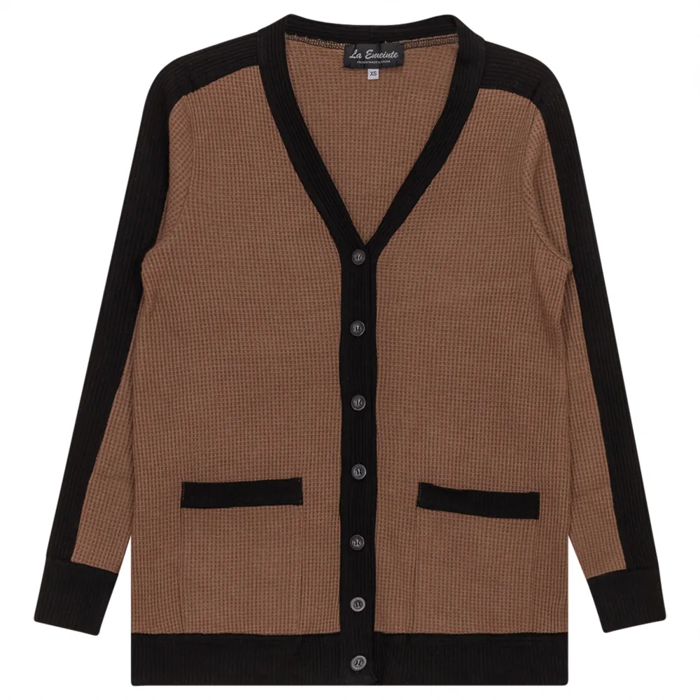 Maternity Waffle Contrast Cardigan sold by Zulily product image thumbnail 3