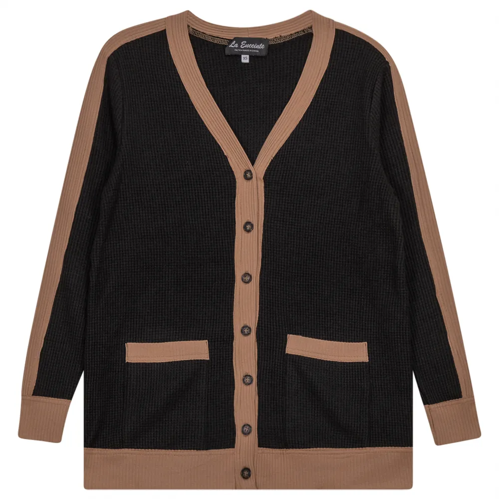 Maternity Waffle Contrast Cardigan sold by Zulily product image thumbnail 4