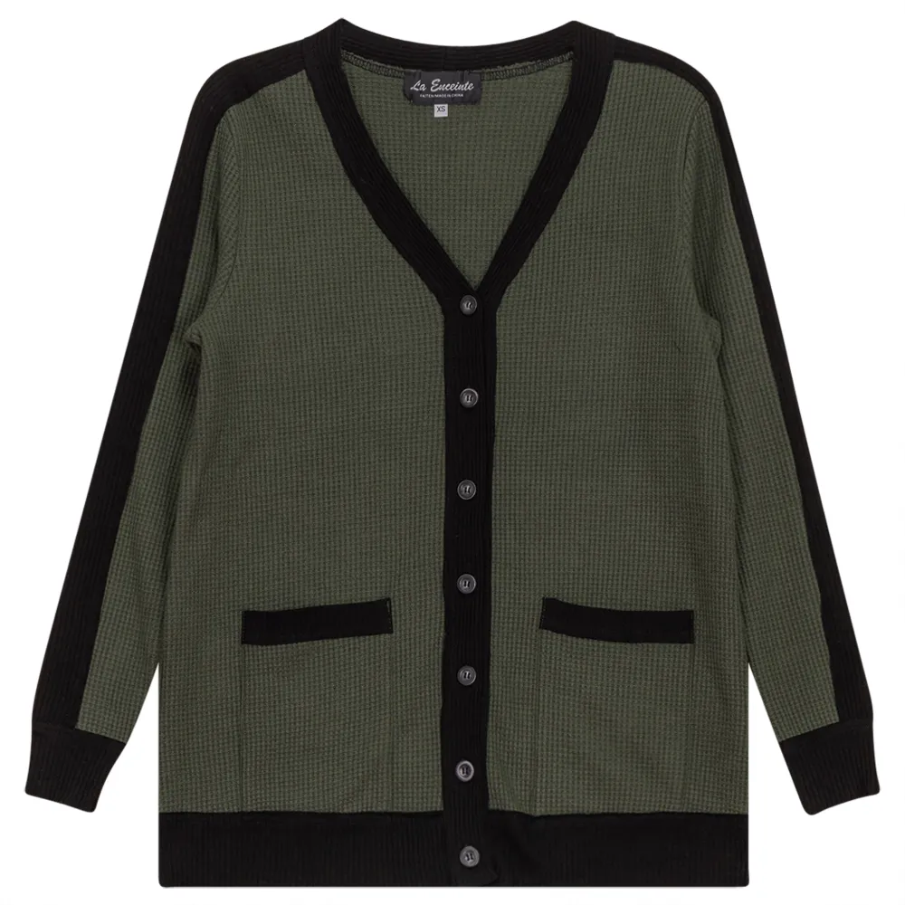 Maternity Waffle Contrast Cardigan sold by Zulily product image thumbnail 2
