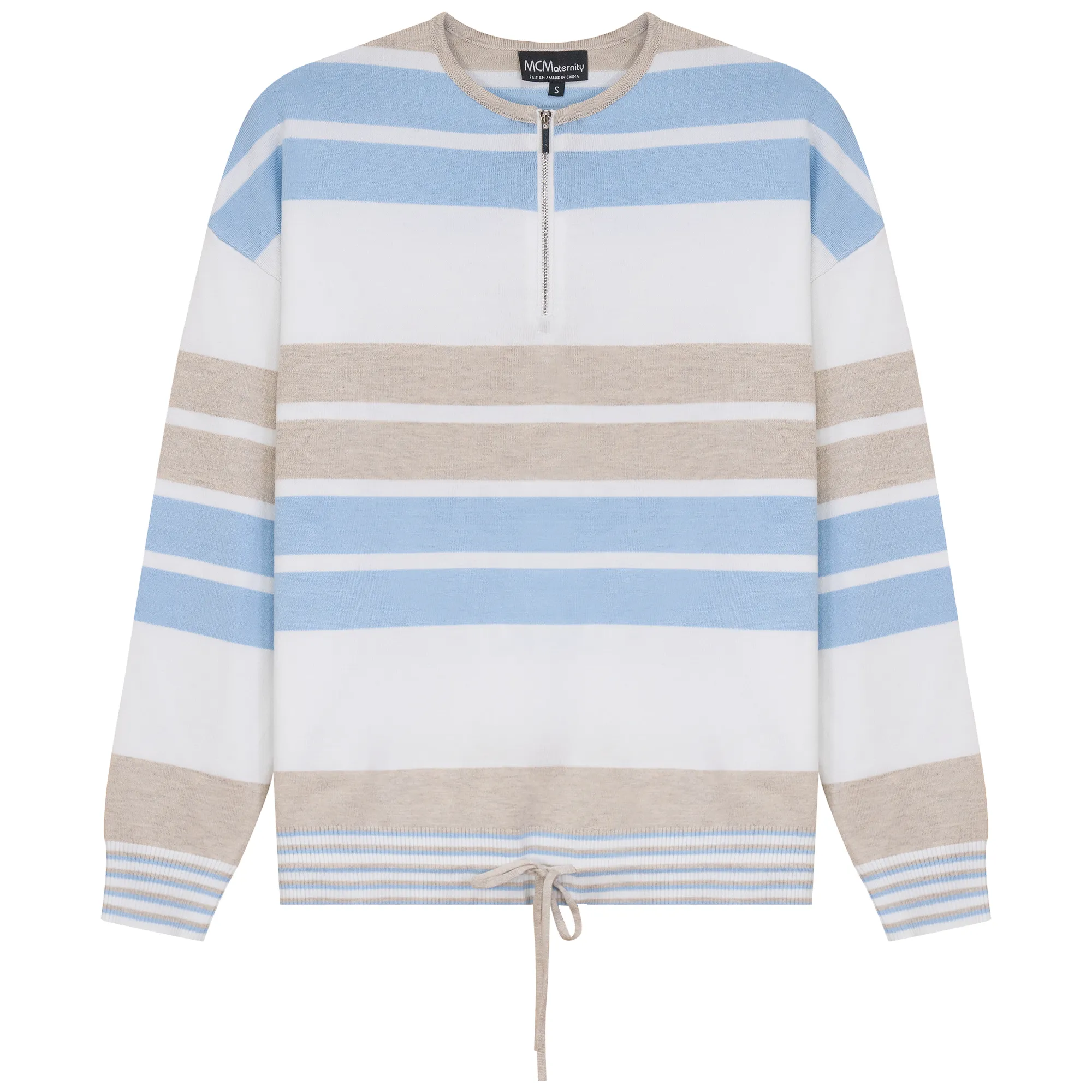 Maternity Henley Stripped Knit Bungee Sweater sold by Zulily product image thumbnail 2