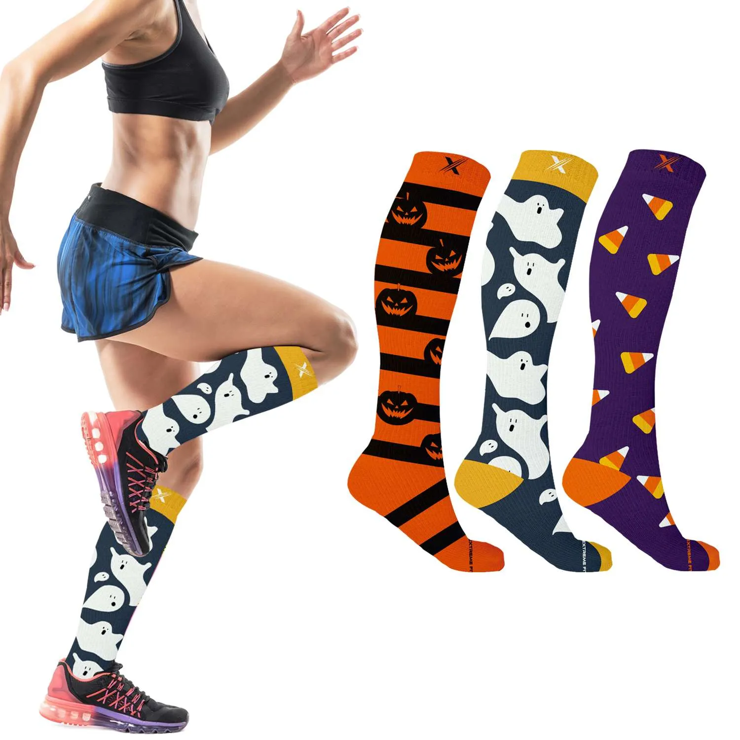 Extreme Fit 3-Pairs Halloween Themed Knee High Compression Socks sold by Zulily product image thumbnail 2