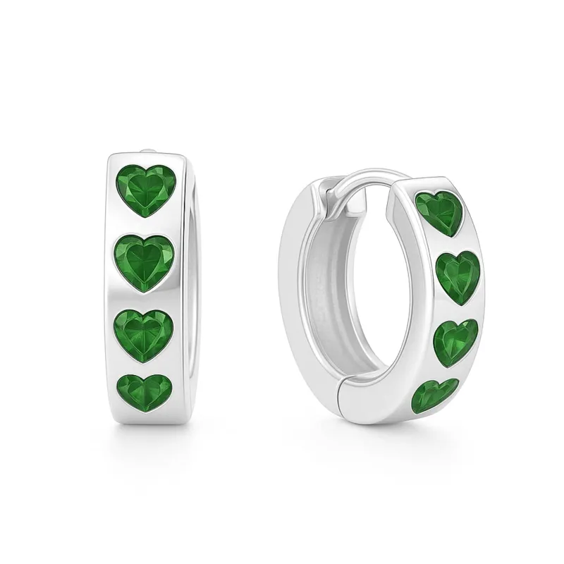 Emerald Heart Hoops made by Zulily