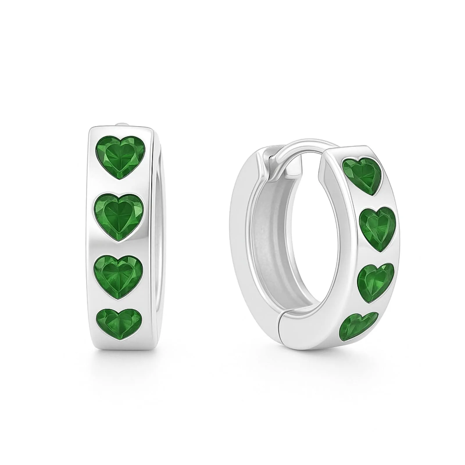 Emerald Heart Hoops sold by Zulily