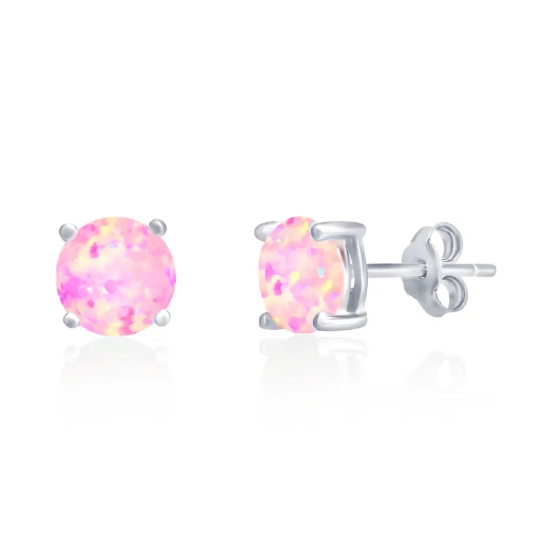 Sterling Silver Pink Opal Studs made by Zulily