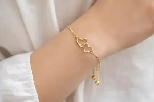 Double Heart Adjustable Bracelet sold by Zulily product image thumbnail 2