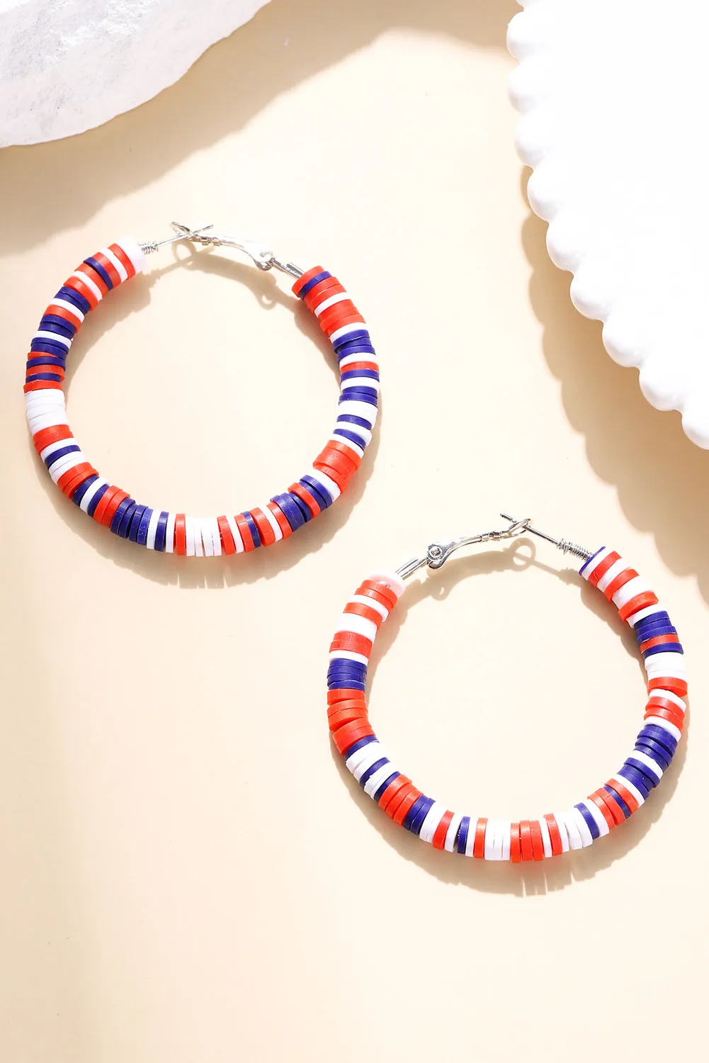 Threaded Pear Patriotic Multicolored Bead Hoop Earrings sold by Zulily product image thumbnail 2