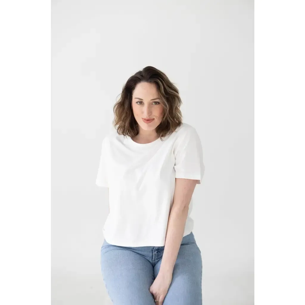 The Mom Crop in Antique White sold by Zulily product image thumbnail 3