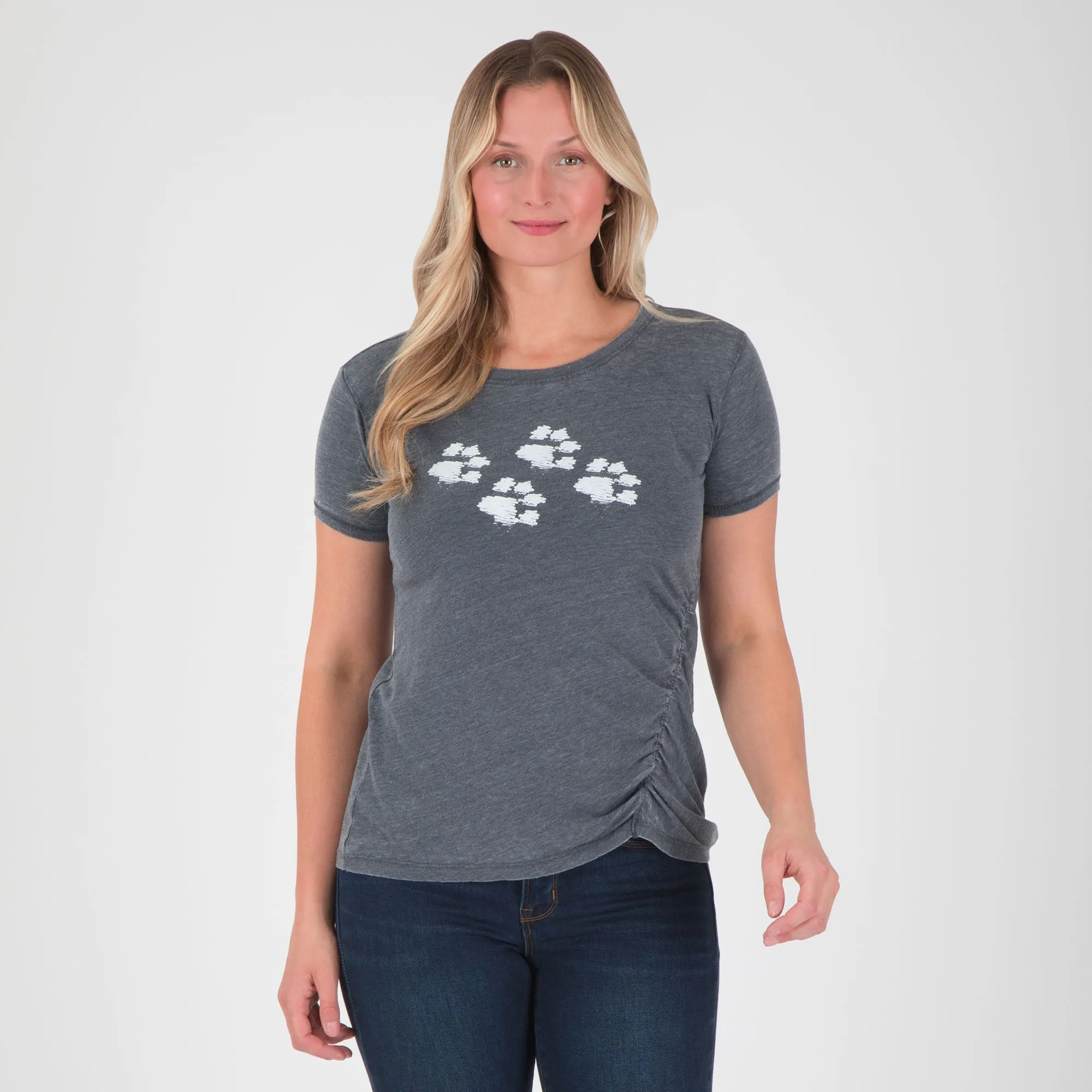 Walking Paws Ruched Short Sleeve Tee sold by Zulily