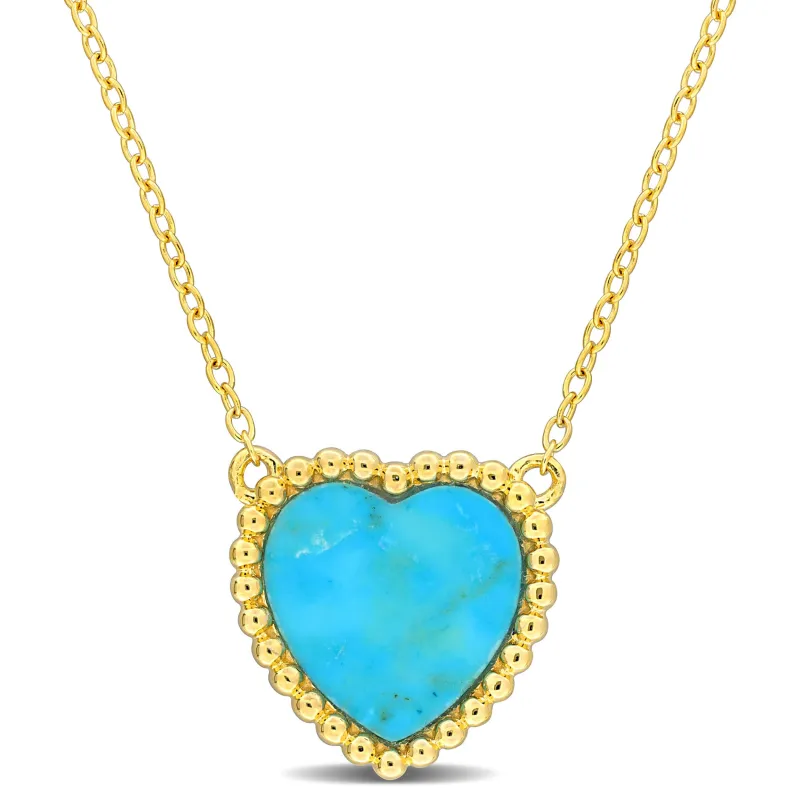 5 CT TGW Created Turquoise Necklace With Chain Yellow Silver Length (inches): 17 made by Zulily