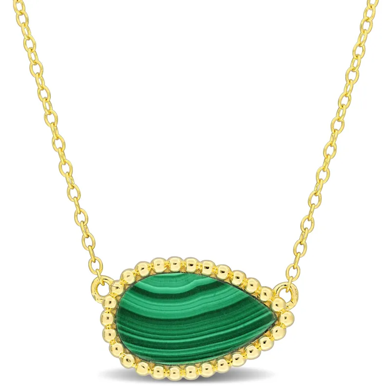 4 CT TGW Malachite Necklace With Chain Yellow Silver Length (inches): 17 made by Zulily
