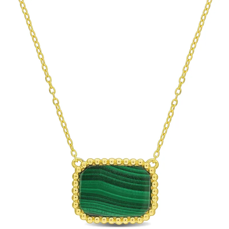 5 CT TGW Malachite Necklace With Chain Yellow Silver Length (inches): 17 made by Zulily