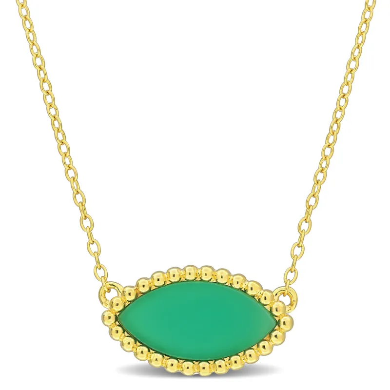 3 CT TGW Light Green Chalcedony Necklace With Chain Yellow Silver Length (inches made by Zulily