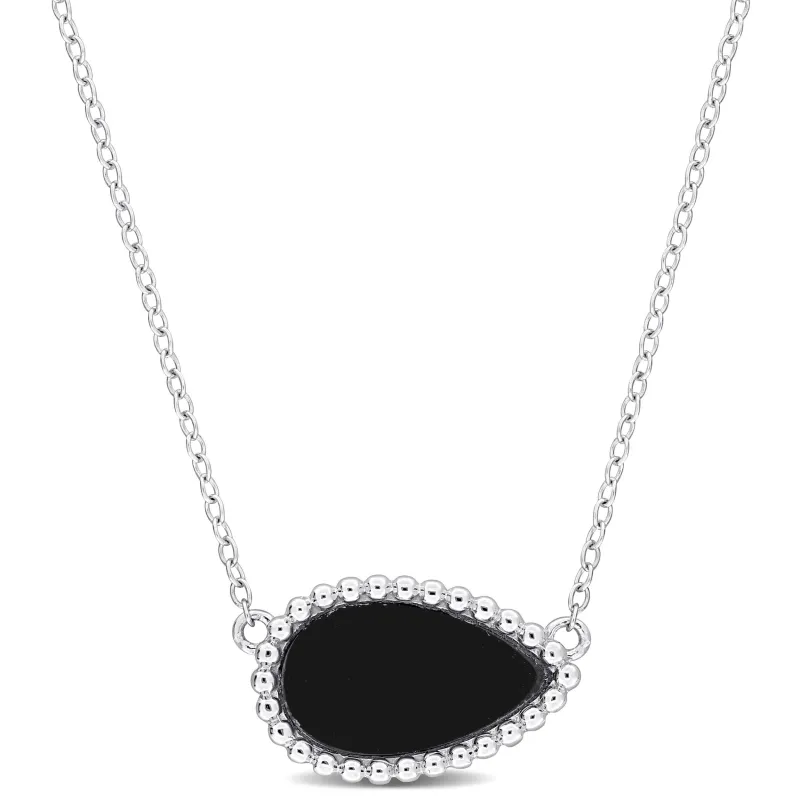 4 CT TGW Black Agate Necklace With Chain Silver Length (inches): 17 made by Zulily