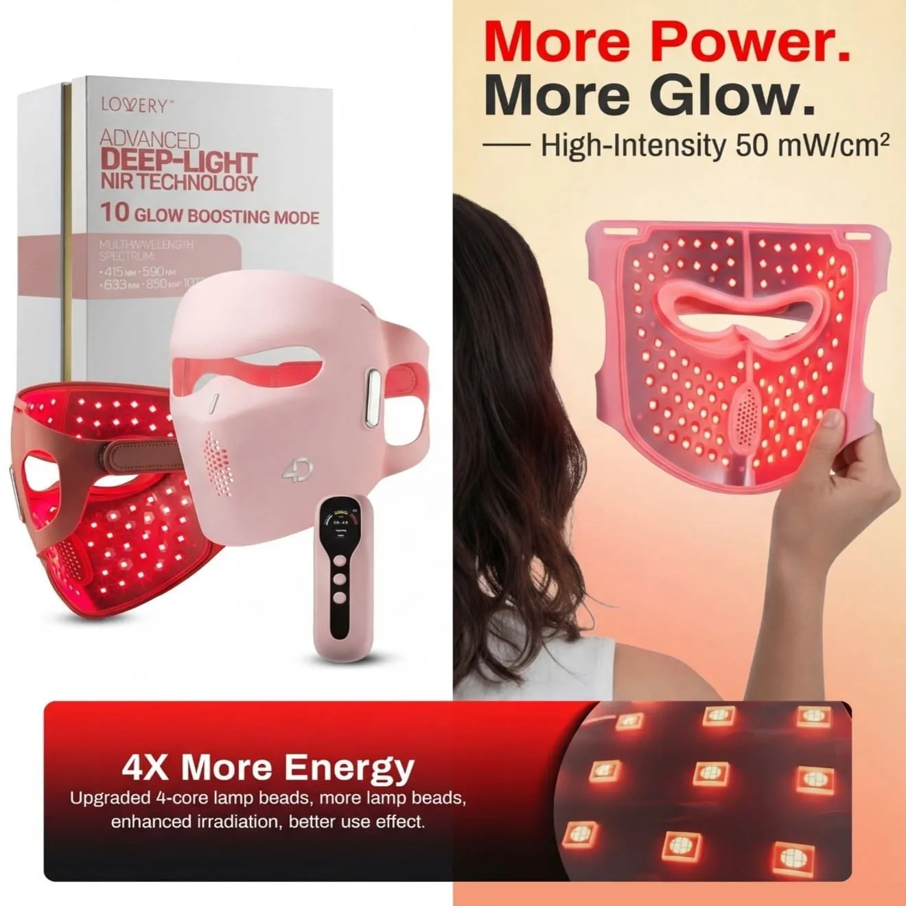 Lovery 4D Led Light Therapy Mask with Near-Infrared Light Anti Aging Skin Rejuvenation sold by Zulily product image thumbnail 4
