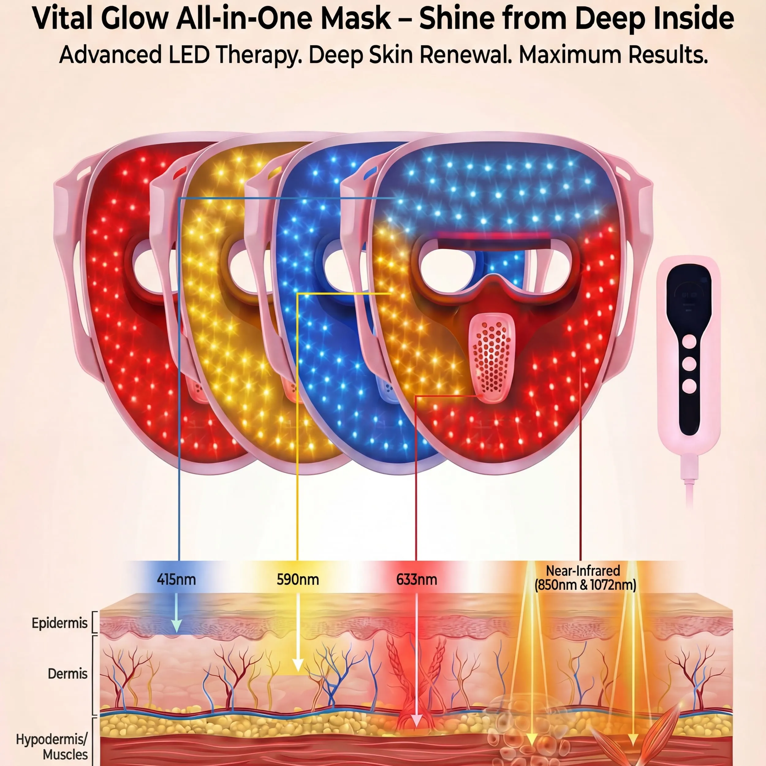 Lovery 4D Led Light Therapy Mask with Near-Infrared Light Anti Aging Skin Rejuvenation sold by Zulily product image thumbnail 5
