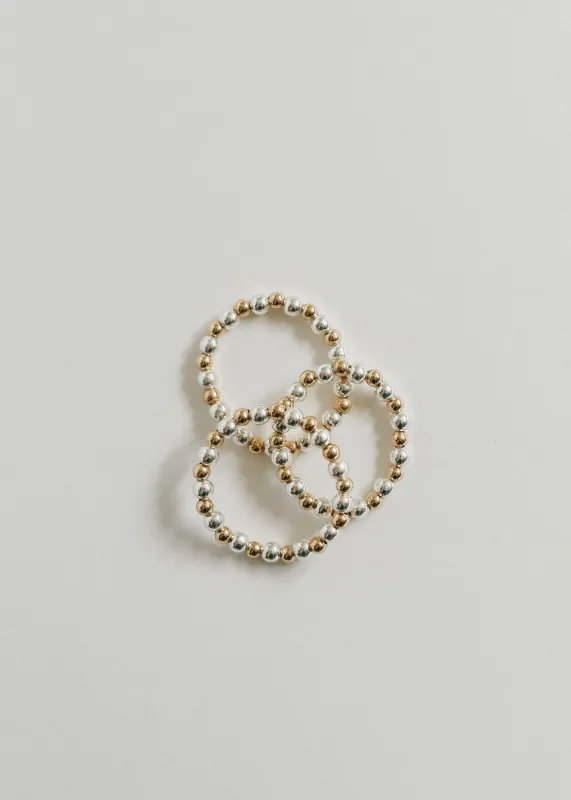 Sterling Silver + 14k Gold Filled || Beaded Stretch Ring made by Zulily