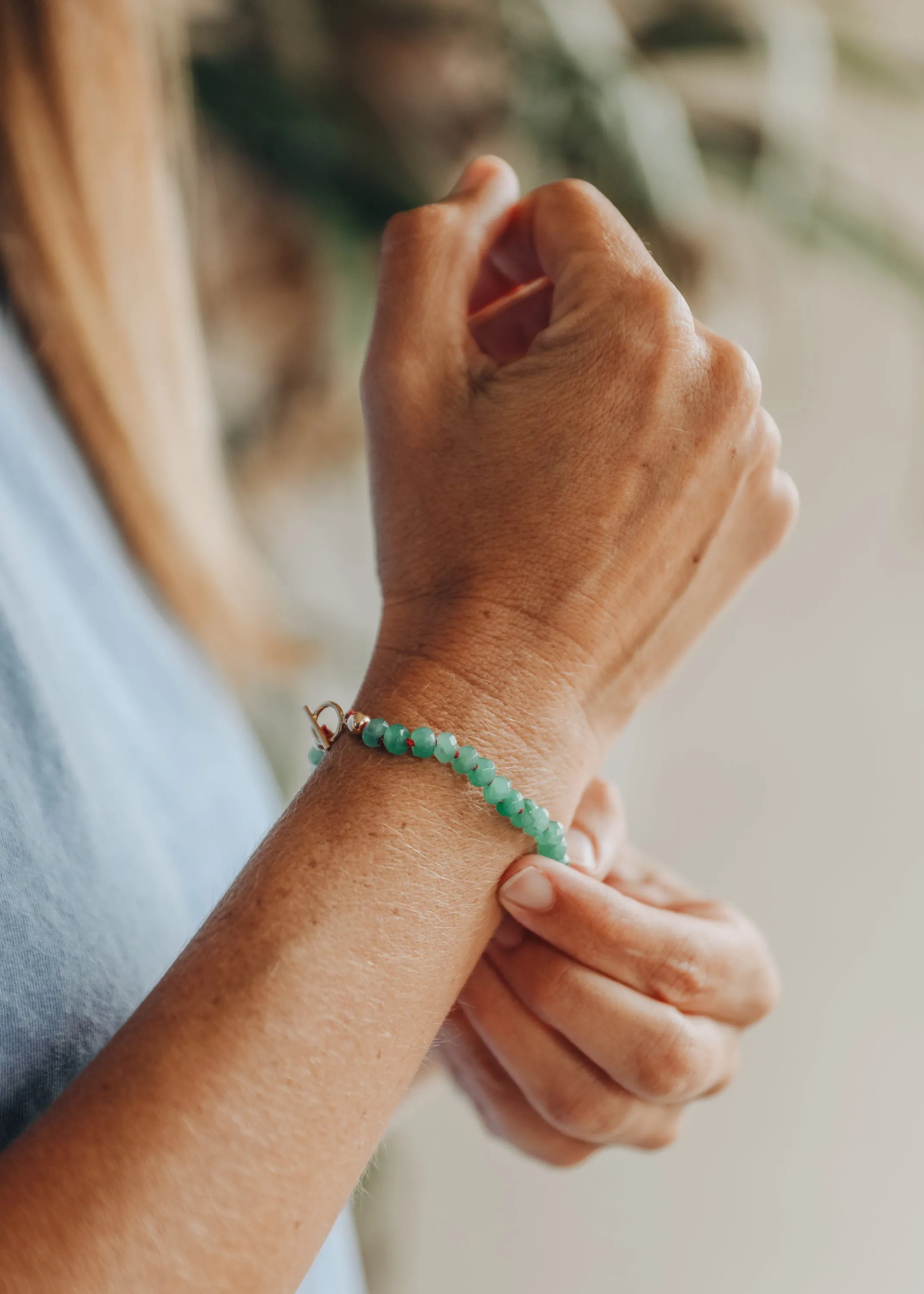 Natural Aventurine + 14k Gold Filled Toggle || Gemstone Bracelet or Anklet sold by Zulily
