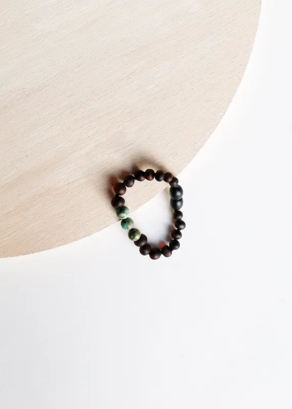 Raw Black Baltic Amber + Turquoise Jasper || Anklet or Bracelet made by Zulily