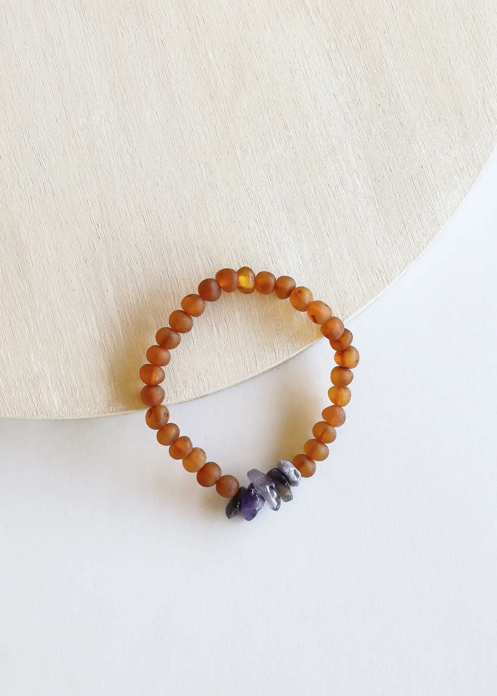 Raw Cognac Baltic Amber + Raw Amethyst || Adult Bracelet sold by Zulily product image thumbnail 4