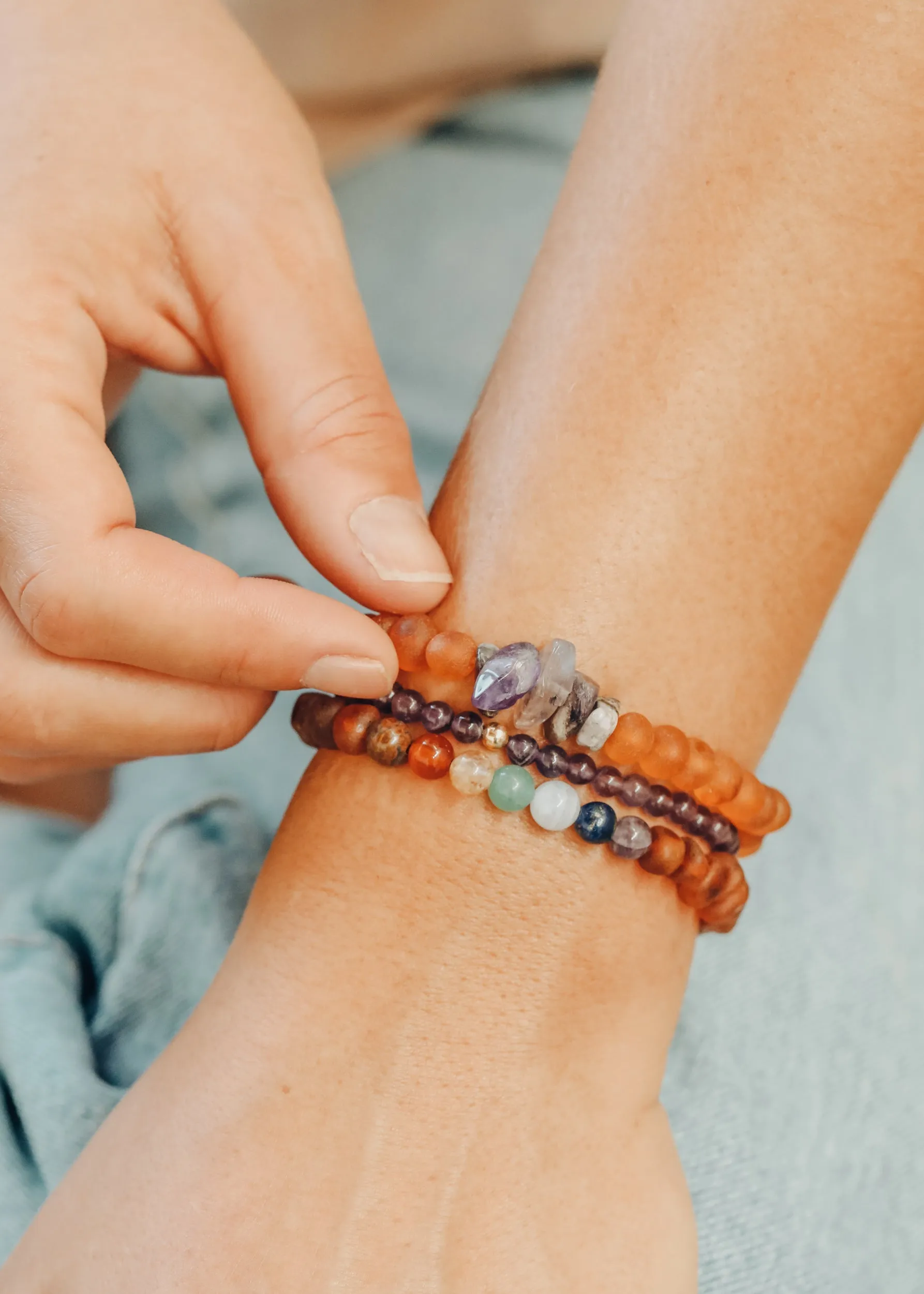 Raw Cognac Baltic Amber + Raw Amethyst || Adult Bracelet sold by Zulily product image thumbnail 2