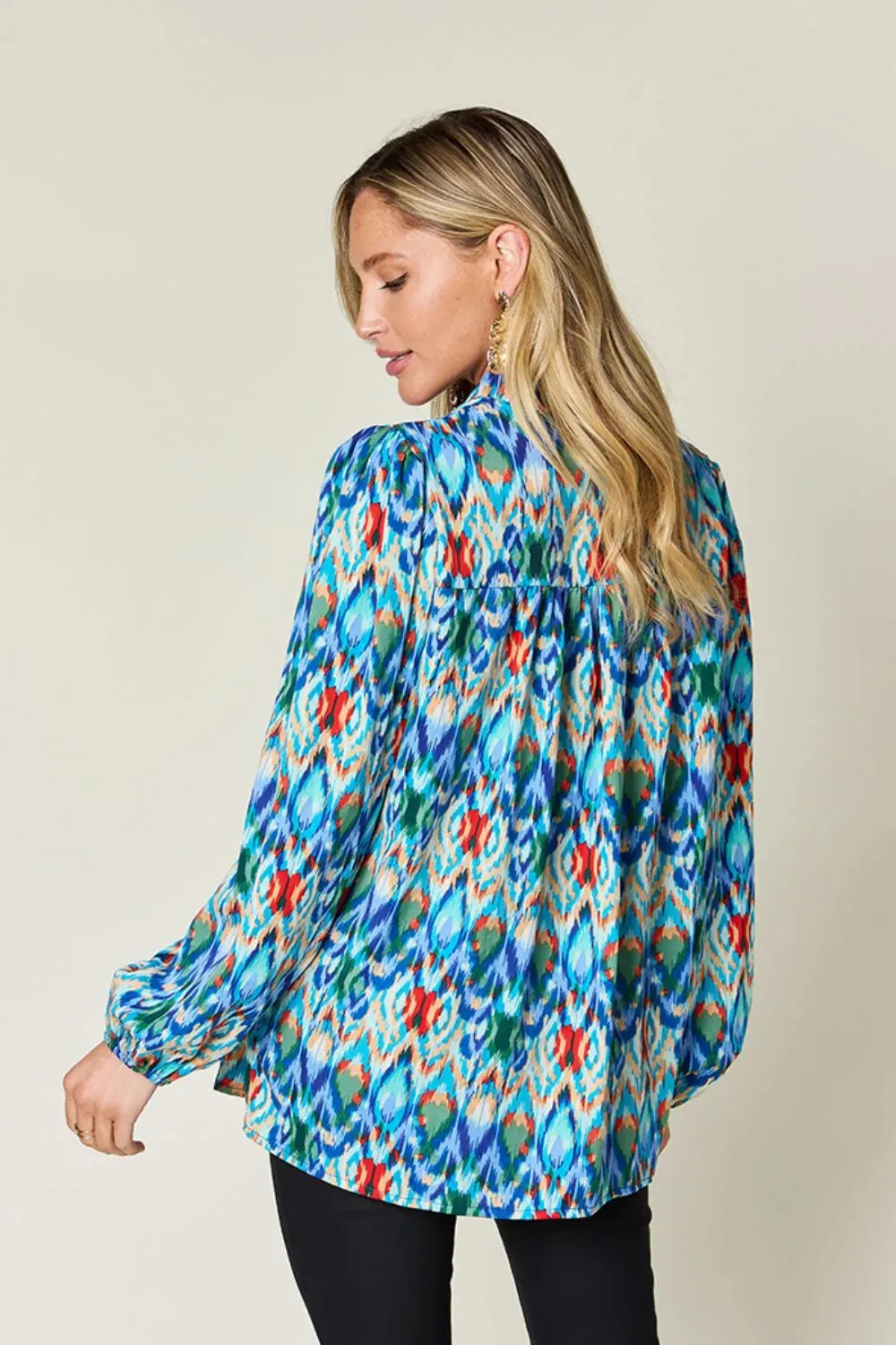 Double Take Full Size Printed Balloon Sleeve Blouse sold by Zulily product image thumbnail 3