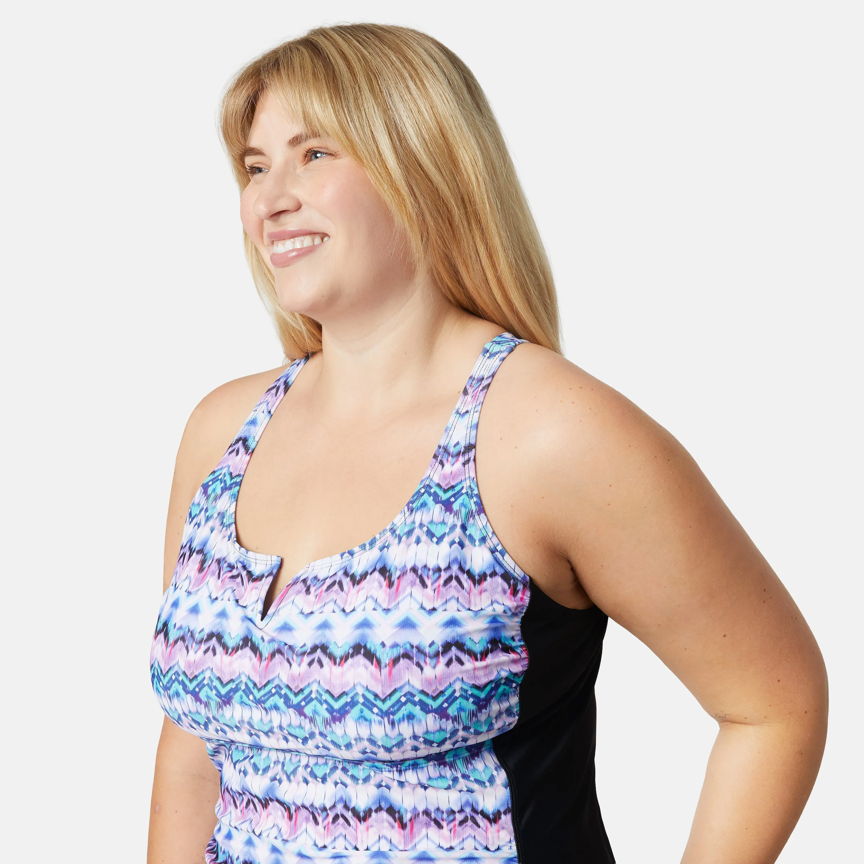 Women's Plus Size Ikat Notch Front Tankini Top sold by Zulily product image thumbnail 3