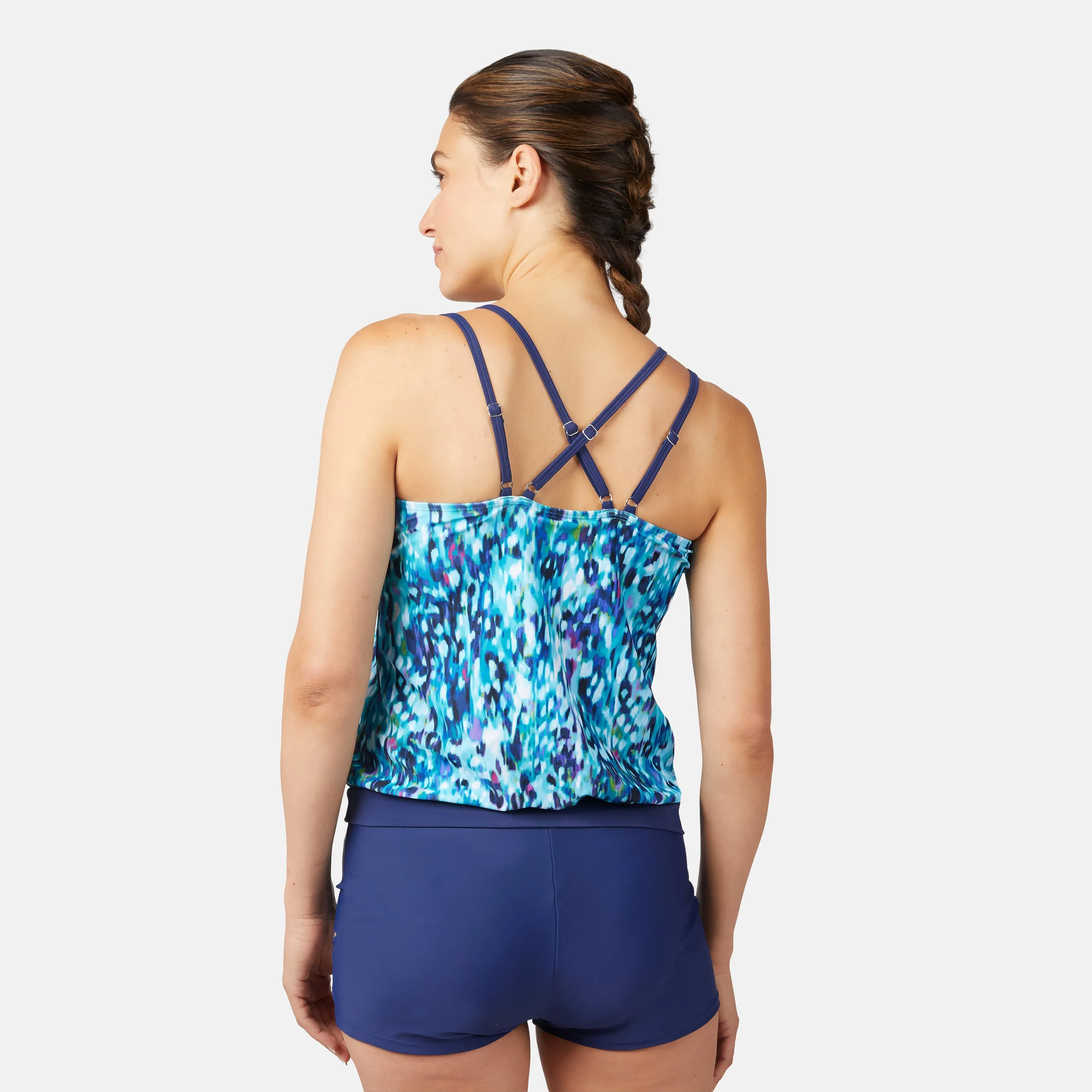 Women's Cascading Skin Double Strap Cut Out Blouson Tankini Top sold by Zulily product image thumbnail 5
