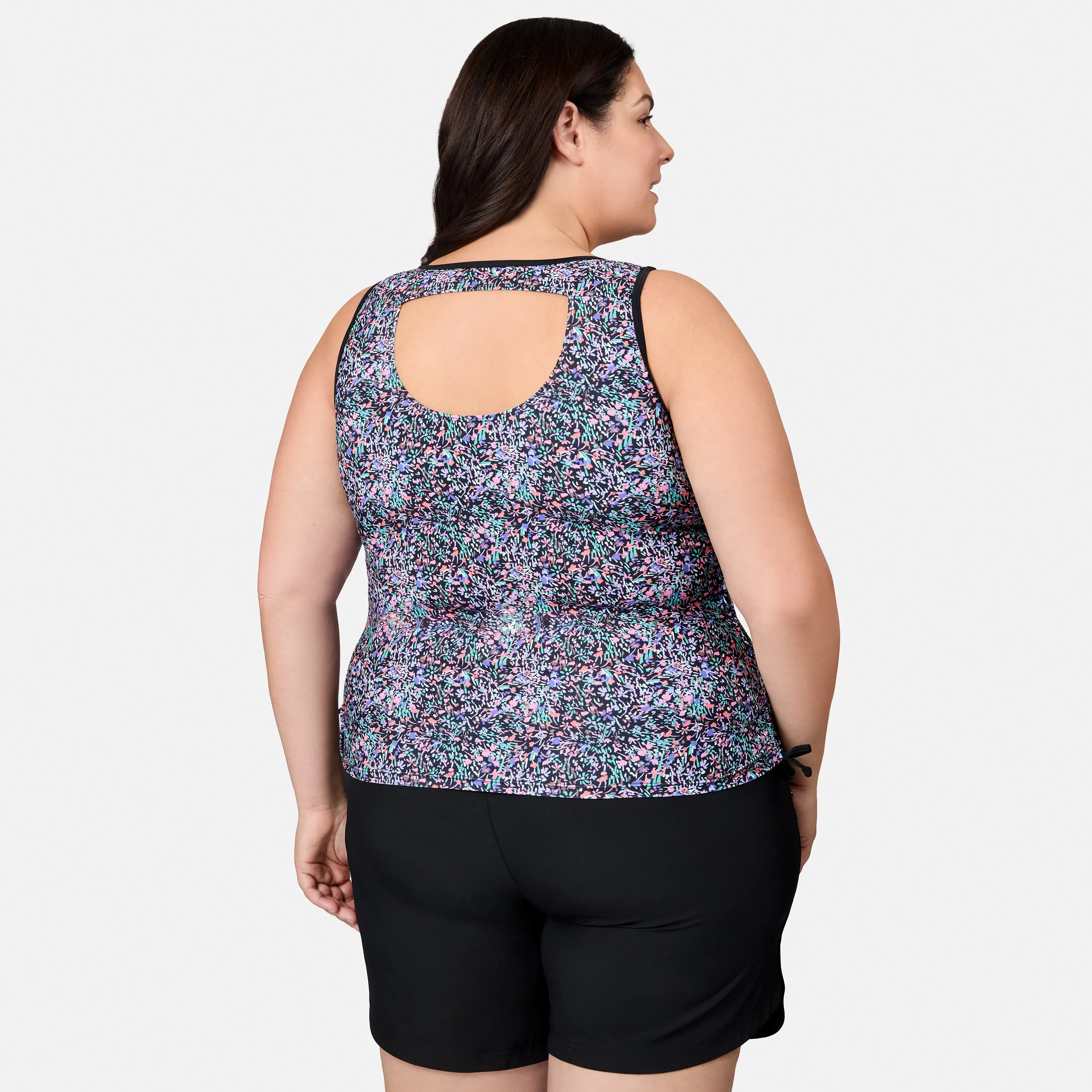 Women's Plus Size Bursting Blooms Full Side Shirring Tankini Top sold by Zulily product image thumbnail 5