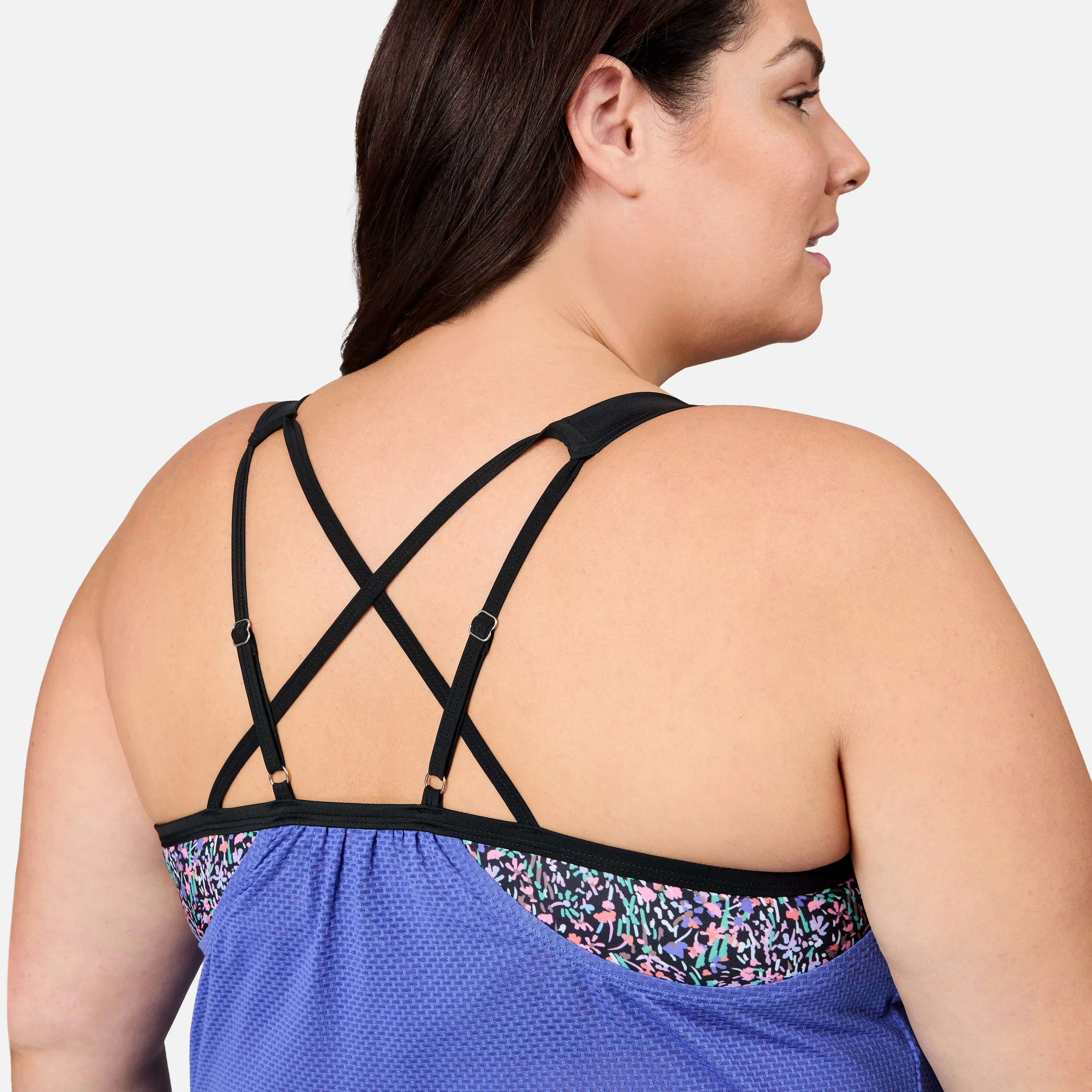 Women's Plus Size Textured Mesh Side Tie Blouson Tankini Top sold by Zulily product image thumbnail 3