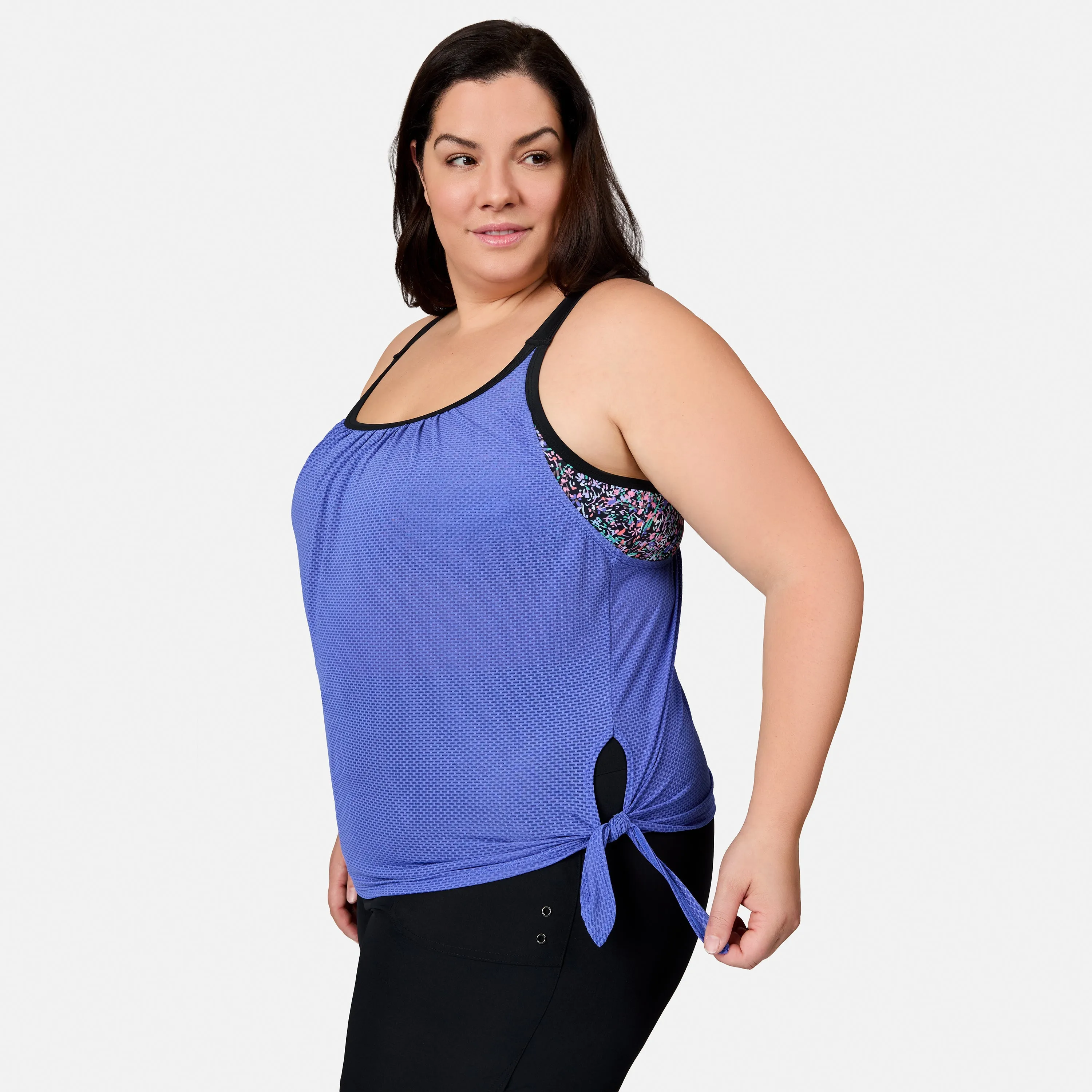 Women's Plus Size Textured Mesh Side Tie Blouson Tankini Top sold by Zulily product image thumbnail 4