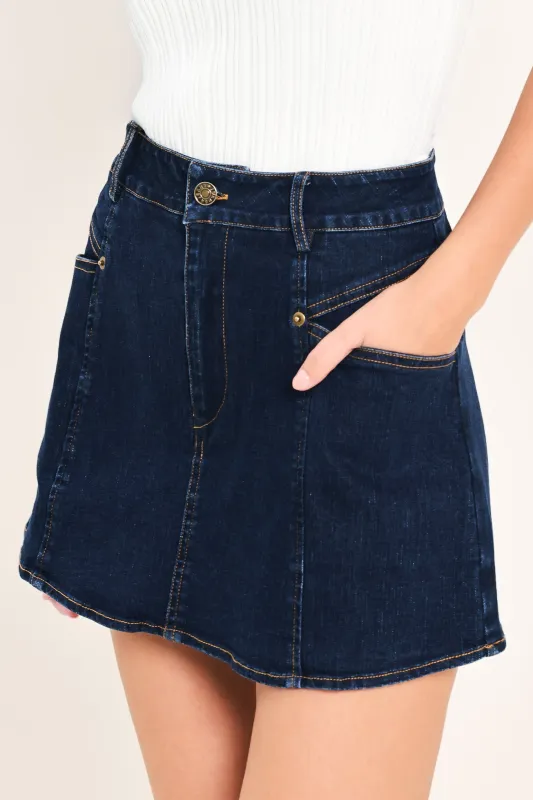 Everyday Indigo Denim Skort made by Flying Tomato