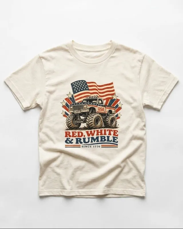 Red White and Rumble Tee - Vintage Cream made by Zulily