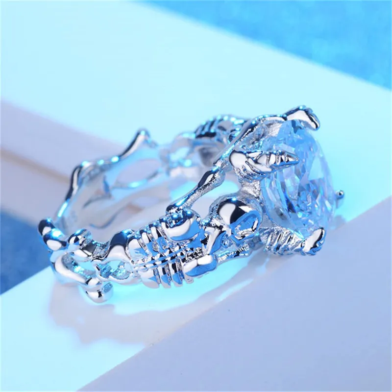 Crystal & Silvertone Ornate Oval-Cut Prong-Set Ring made by Zulily