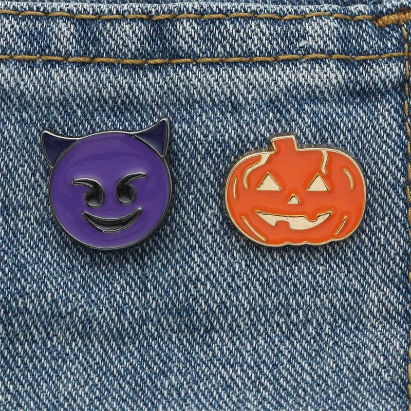 Purple Devil Brooch & Orange Pumpkin Brooch made by Zulily