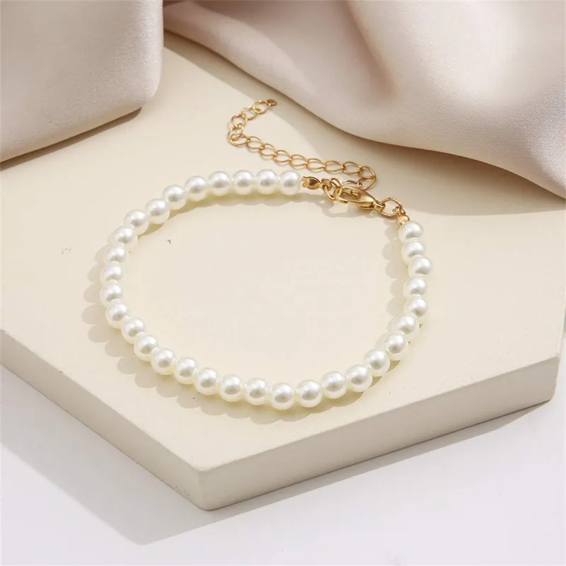 Pearl & Goldtone Beaded Anklet made by Zulily