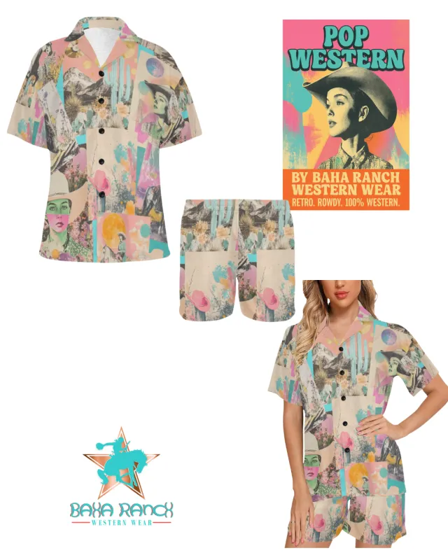 Baha Ranch Retro Pop Western Collage Pajama Set made by Zulily
