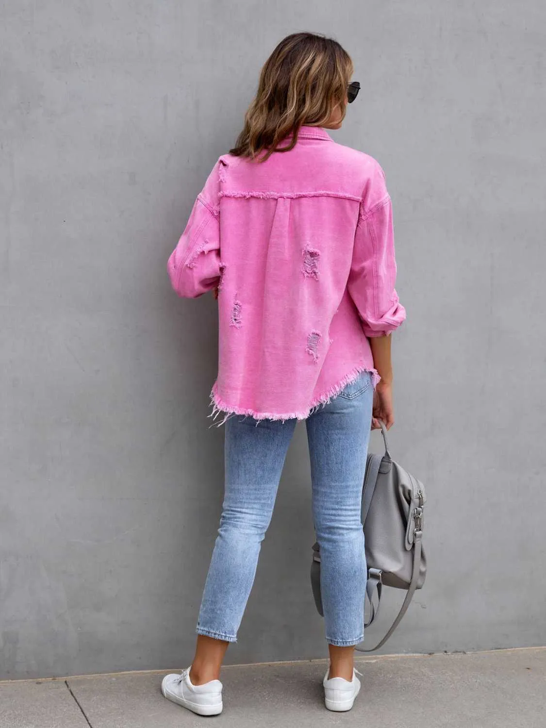 Distressed Drop Shoulder Denim Jacket sold by Zulily product image thumbnail 2