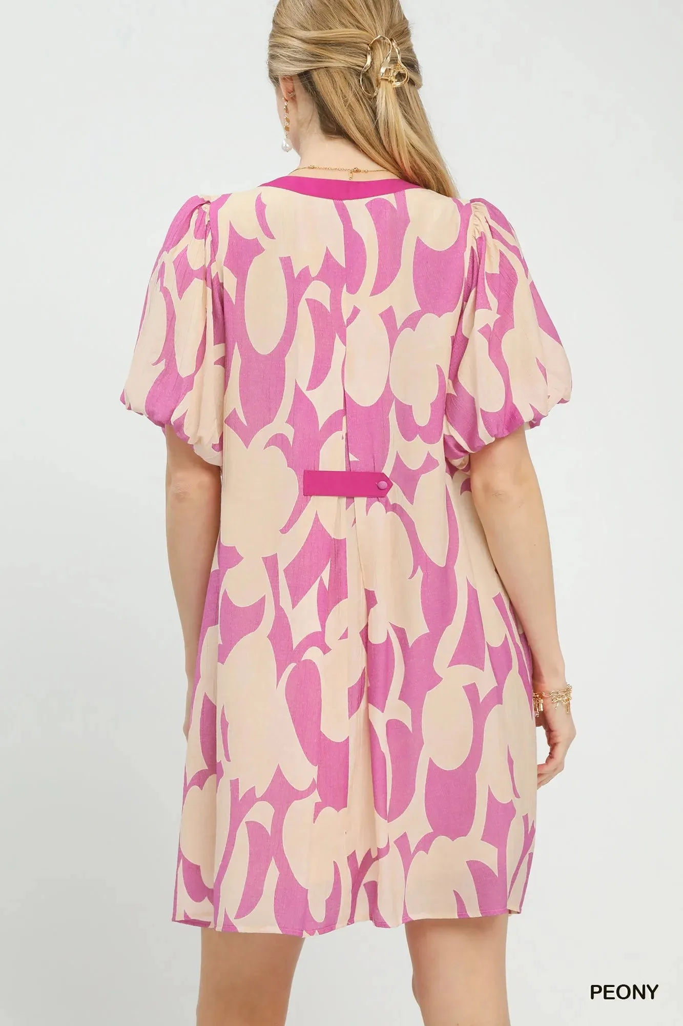 Umgee Abstract Print Puff Sleeve Shift Dress sold by Zulily product image thumbnail 4