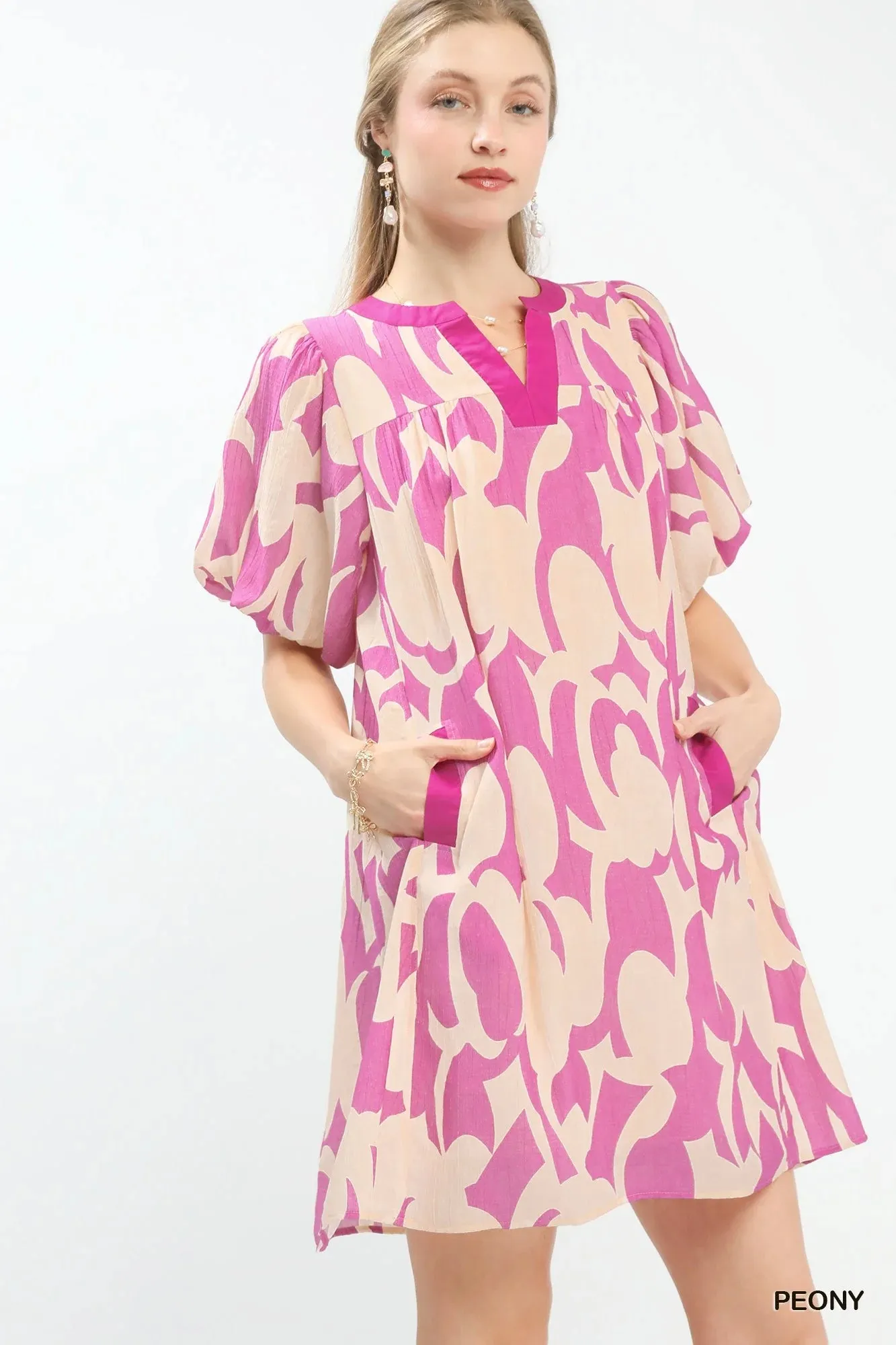 Umgee Abstract Print Puff Sleeve Shift Dress sold by Zulily product image thumbnail 2