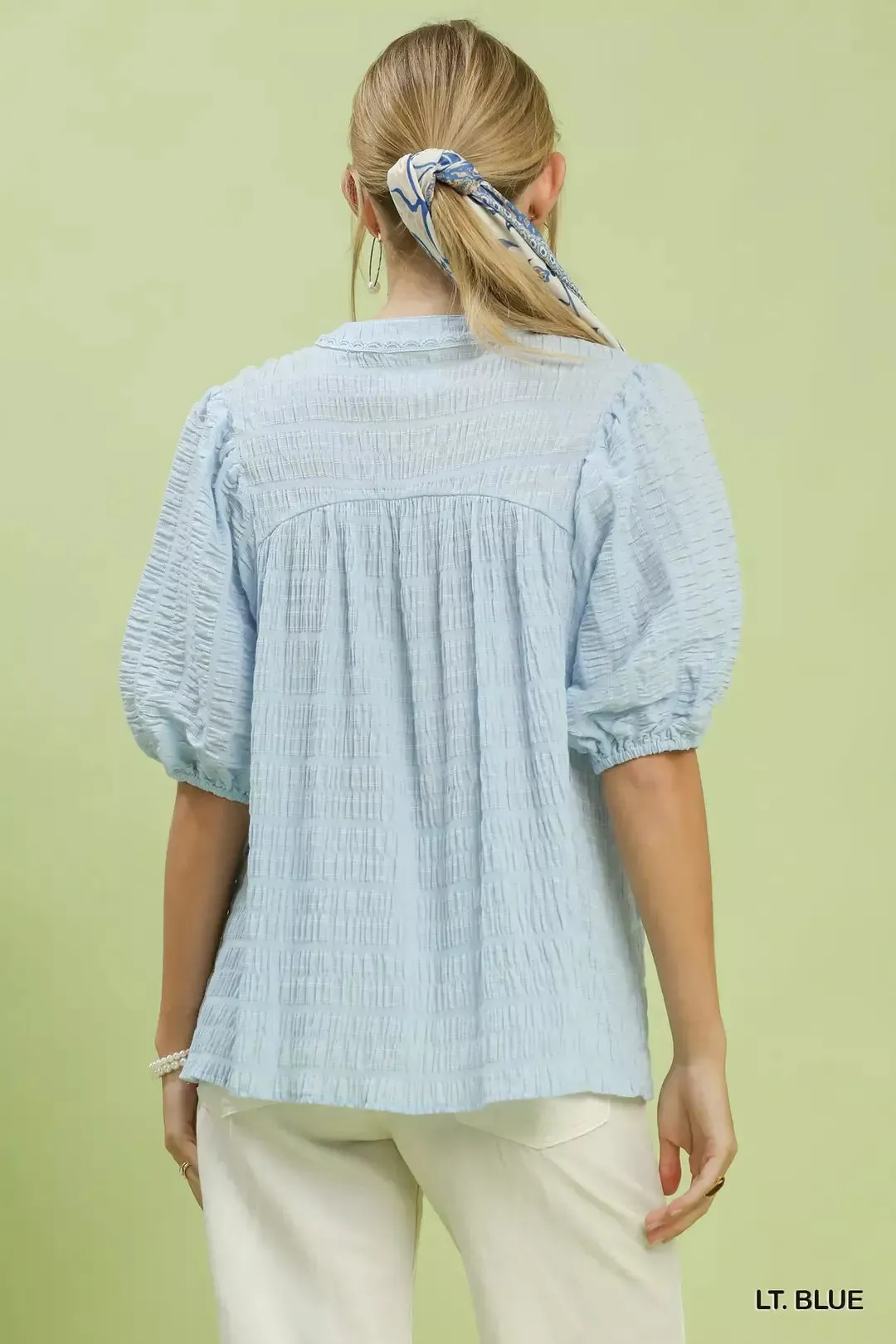 Umgee Textured Puff Sleeve Blouse sold by Zulily product image thumbnail 3