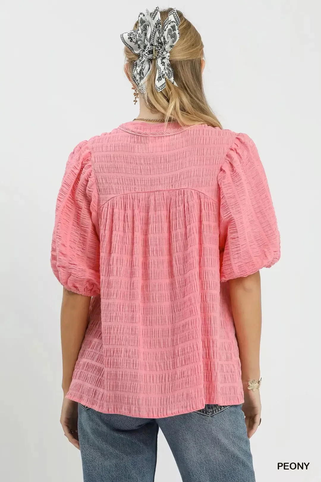 Umgee Textured Puff Sleeve Blouse sold by Zulily product image thumbnail 3