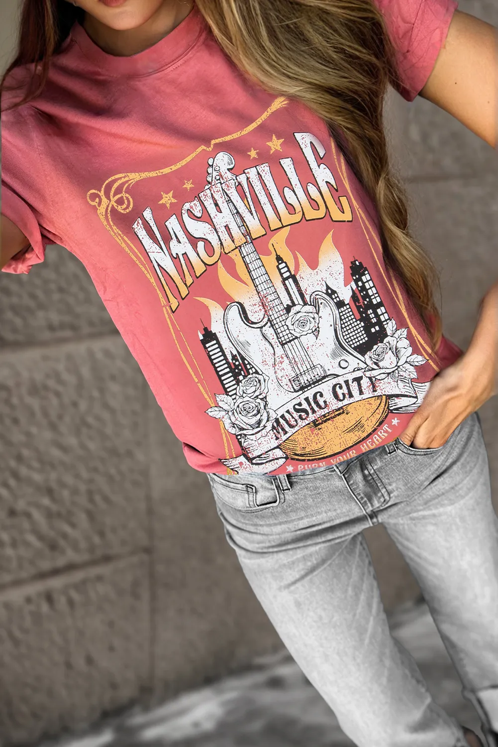 Mineral Red Nashville Music City Graphic Retro Fashion Tee sold by Zulily product image thumbnail 3
