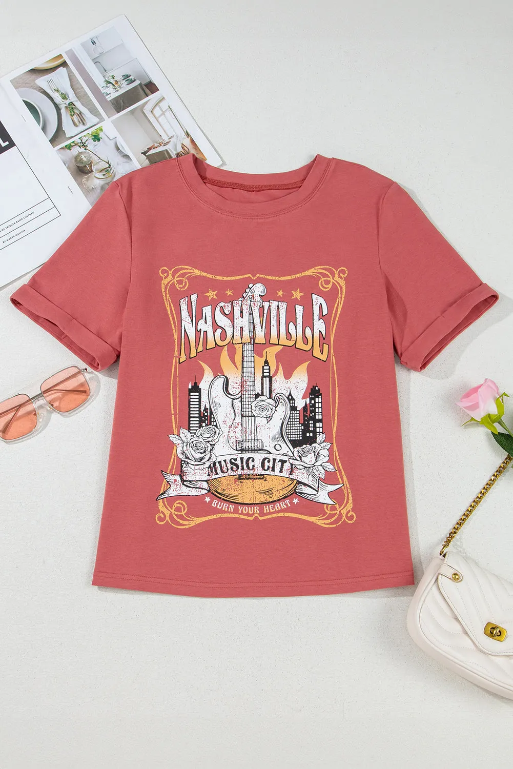 Mineral Red Nashville Music City Graphic Retro Fashion Tee sold by Zulily product image thumbnail 4