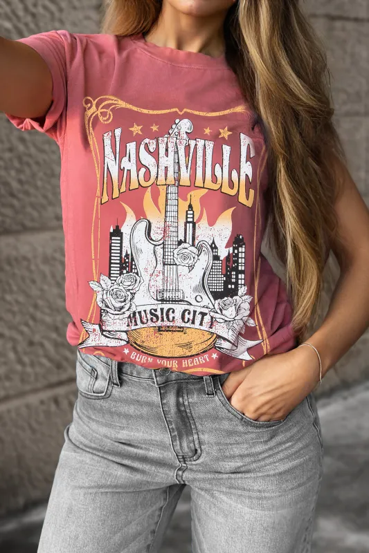 Mineral Red Nashville Music City Graphic Retro Fashion Tee made by Zulily