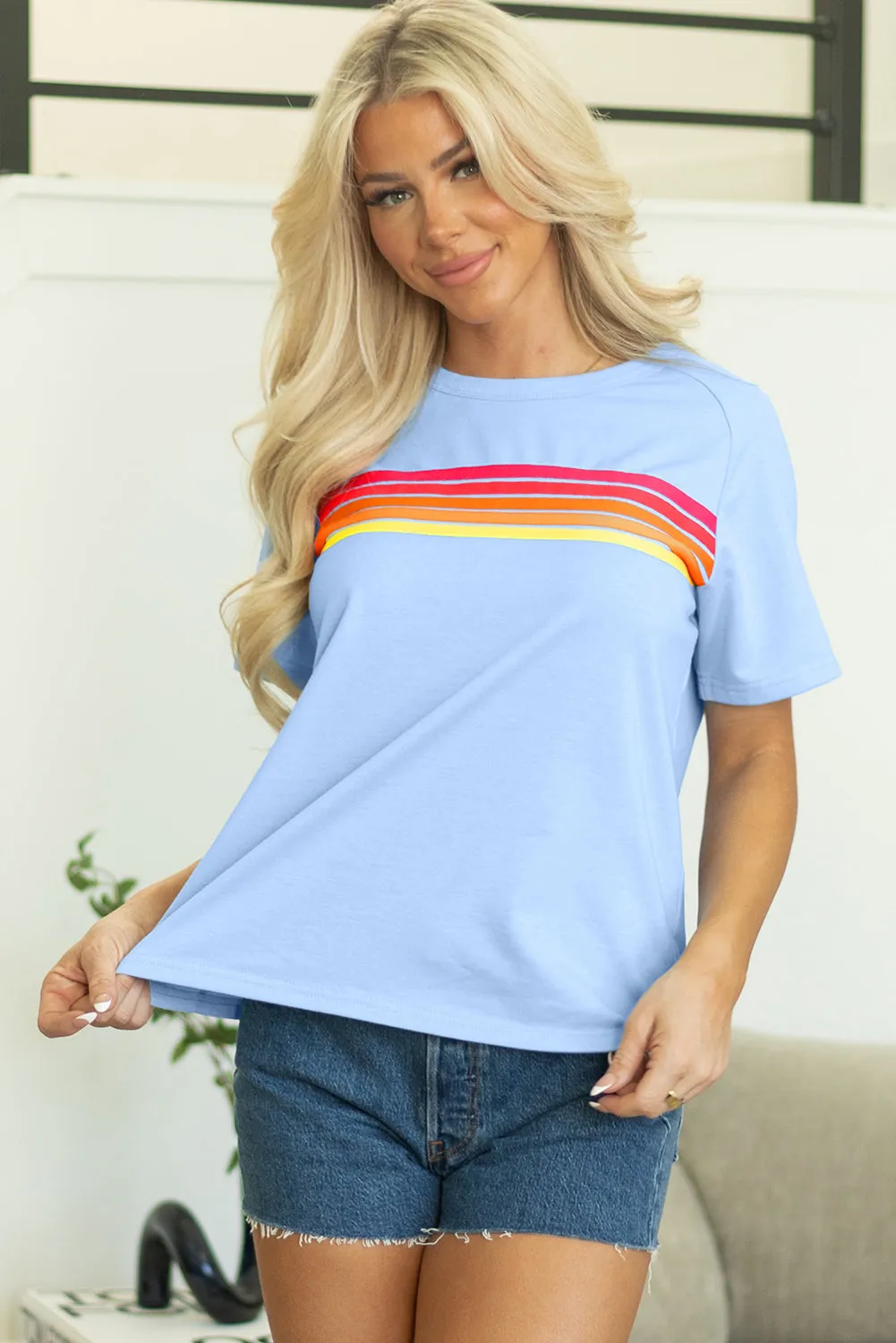 Beau Blue Striped Patch Front Casual Tee sold by Zulily product image thumbnail 4